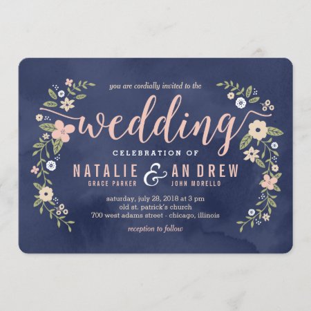 Floral Beauty Editable Color Wedding Invitation