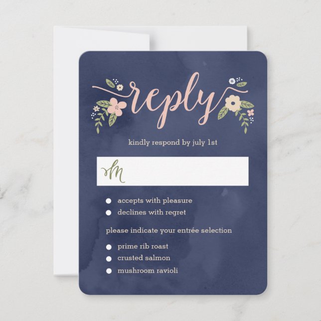Floral Beauty Editable Color Wedding RSVP Card (Front)