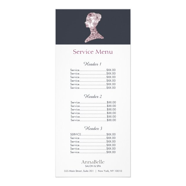 Floral Beauty Face Salon Price List Menu (Front)