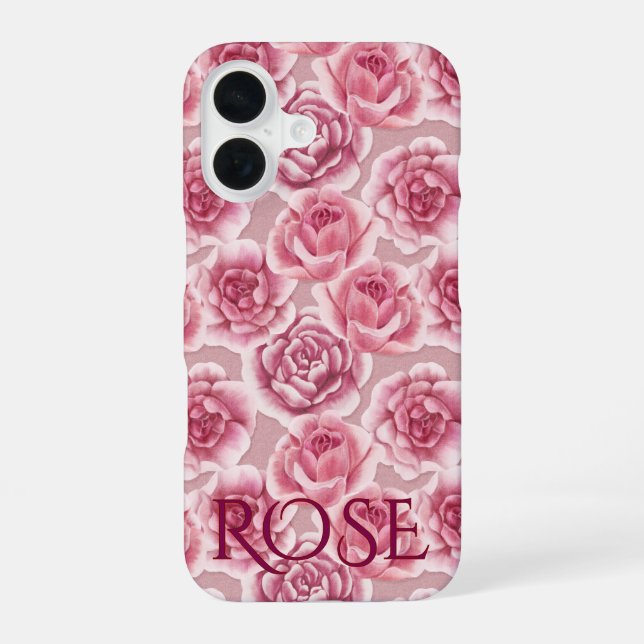 Floral Beauty - rose pattern and name. iPhone Case (Back)