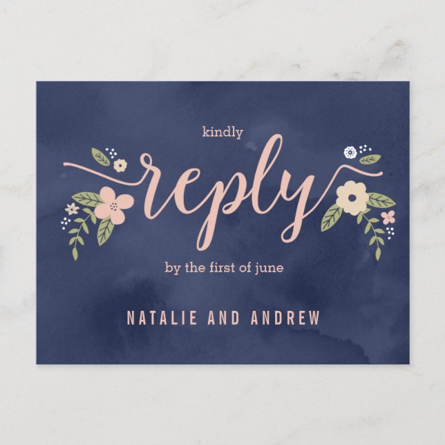 Floral Beauty RSVP Postcard Editable Color (Front)