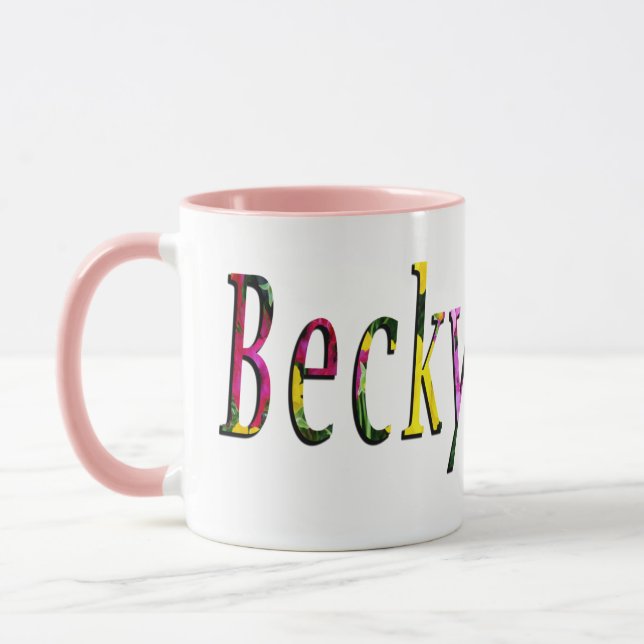 Floral Becky Name Logo, Mug (Left)
