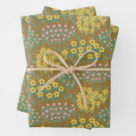 Floral Bed Mustard Wrapping Paper Sheets