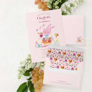Floral Bee and Flowers Soft Pink Kids Birthday Envelope