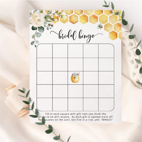 Floral bee bridal bingo game