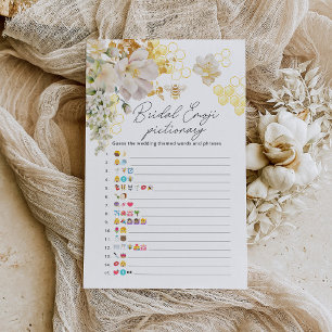 Floral bee bridal shower emoji pictionary game
