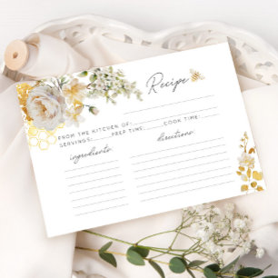 Floral bee bridal shower recipe card