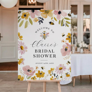 Floral Bee Bridal Shower Welcome Sign