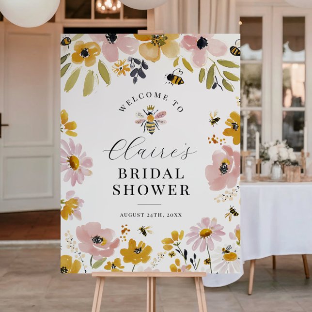 Floral Bee Bridal Shower Welcome Sign (Creator Uploaded)