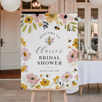 Floral Bee Bridal Shower Welcome Sign