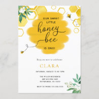 Floral Bee-Day Birthday Invitation