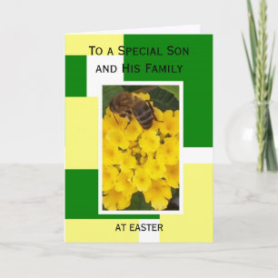 Floral Bee Design Son And Daughter-in-Law Easter Holiday Card