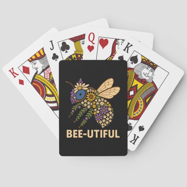 Floral Bee Fusion Bee-Utiful Poker Cards (Back)
