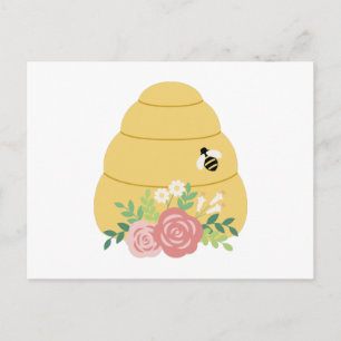 Floral Bee Hive Postcard