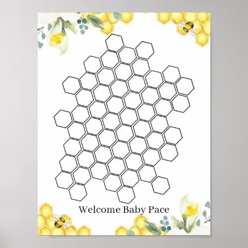 Floral Bee Honeycomb Baby Shower Guestbook Sign