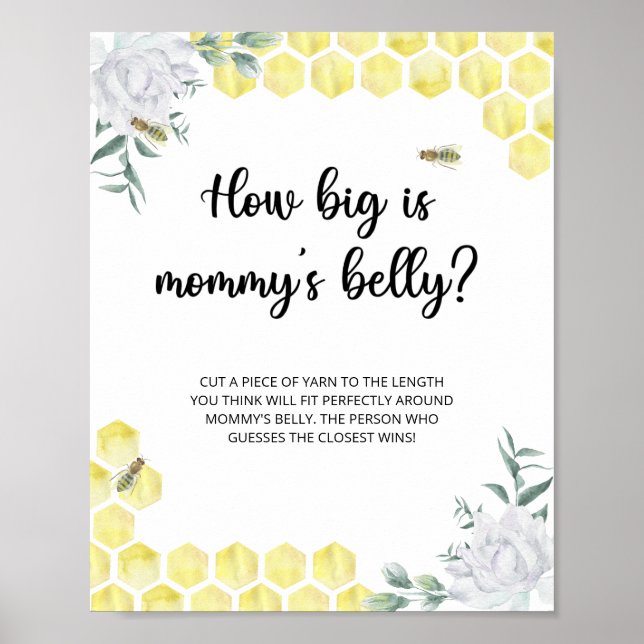 Floral bee how big is mommy's belly game  poster (Front)
