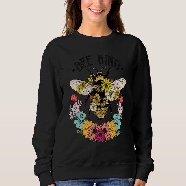 Floral Bee Kind  Quotes Graphic Tees & Cool Design (Front)