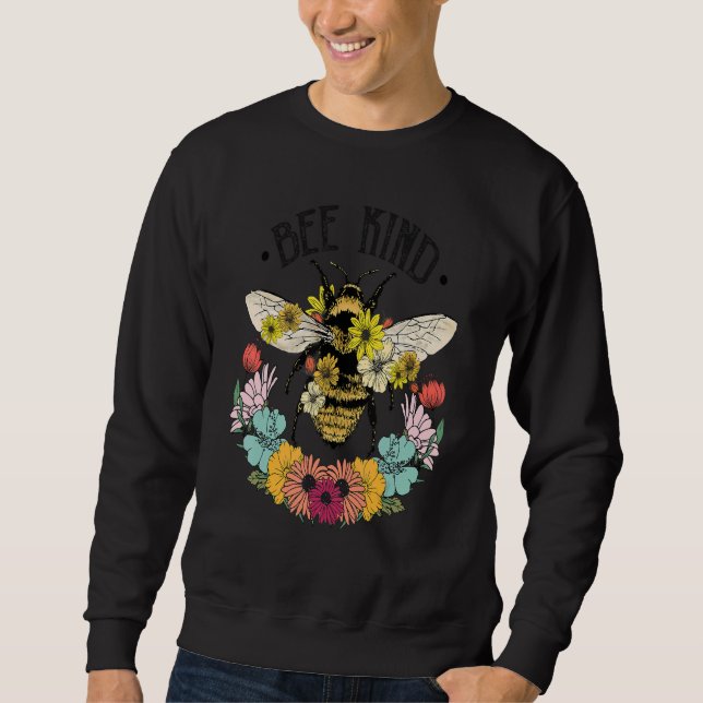 Floral Bee Kind  Quotes Graphic Tees & Cool Design (Front)