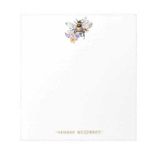 Floral Bee Personalized  Notepad