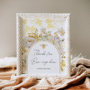 Floral bee thank you for beeing here poster
