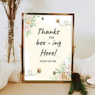 Floral Bee thank you for beeing here sign