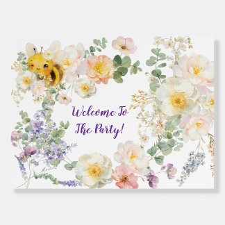 Floral Bee Welcome Sign