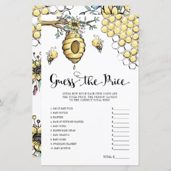 Floral Beehive Honey Bee Guess The Price Game by printcreekstudio at Zazzle
