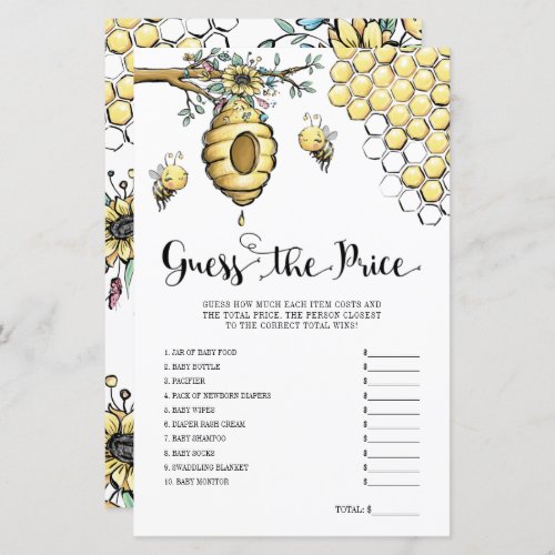 Floral Beehive Honey Bee Guess the Price Game