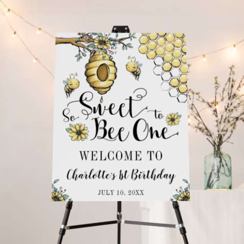 Floral Beehive Honey So Sweet Bee 1st Birthday Foam Board