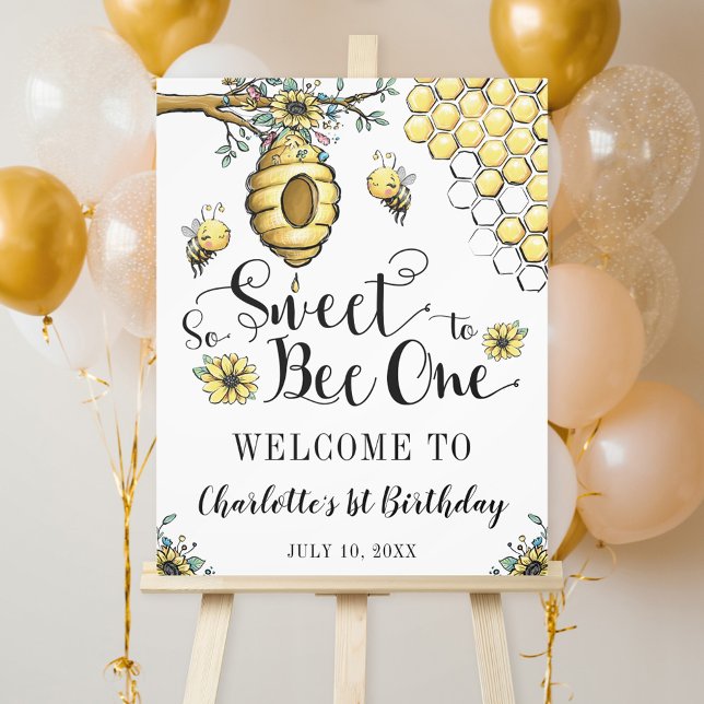 Floral Beehive Honey So Sweet Bee 1st Birthday Foam Board (Creator Uploaded)