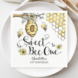 Floral Beehive Honey So Sweet Bee 1st Birthday Napkins