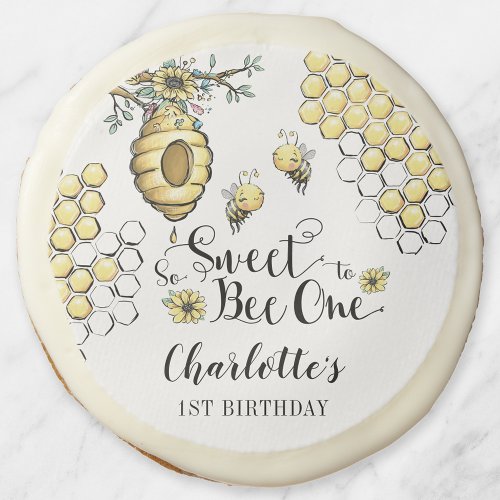 Floral Beehive Honey So Sweet Bee 1st Birthday Sugar Cookie