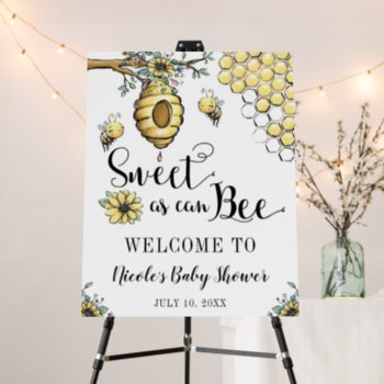 Floral Beehive Honey Sweet Bee Baby Shower Welcome Foam Board by printcreekstudio at Zazzle
