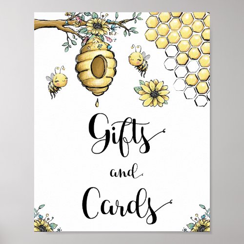 Floral Beehive Honey Sweet Bee Gifts  Cards Poster