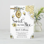Floral Beehive Honey Sweet Bee Girl Baby Shower Invitation (Standing Front)