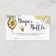 Floral Beehive Honey Sweet Bee Girl Diaper Raffle  Enclosure Card
