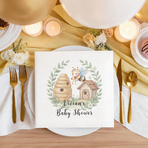 Floral Beehives and little Bee Baby Shower Paper Dinner Napkins