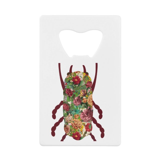 Floral beetle credit card bottle opener (Front)