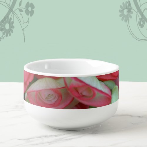 Floral Begonias Pink White Green Soup Mug