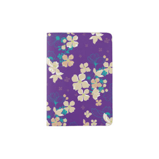 Floral Beige and Teal Passport Holder