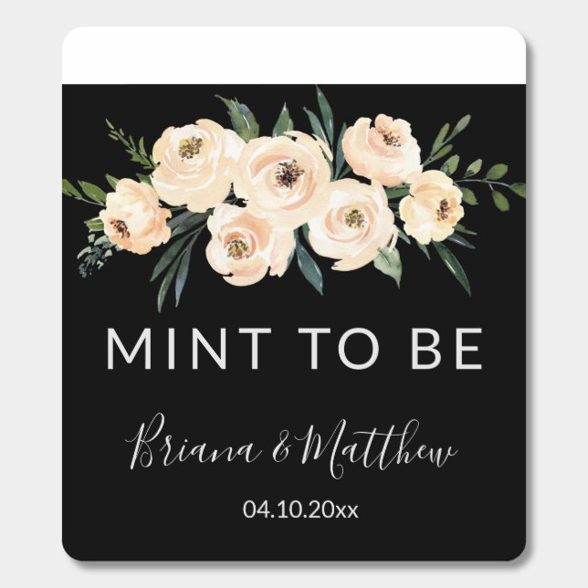 Floral Beige Black Mint Wedding Favors (Sticker)
