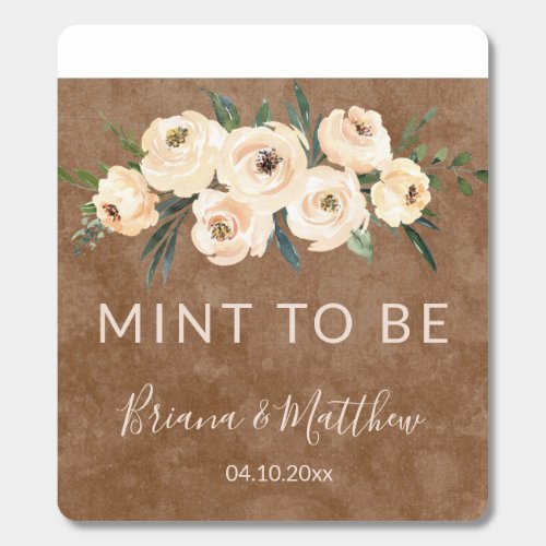 Floral Beige Blush on Brown Mint Wedding Favors