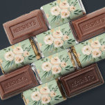 Floral Beige Blush on Green Wedding Favors<br><div class="desc">Floral Beige Blush on Green Wedding Favors mini chocolate bars favor wrappers.</div>