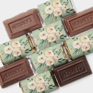 Floral Beige Blush on Green Wedding Favors