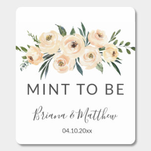 Floral Beige Blush on White Mint Wedding Favors