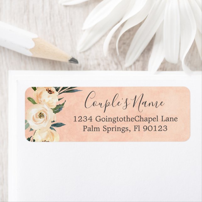 Floral Beige Blush Roses Gold on Pink Label (Insitu)