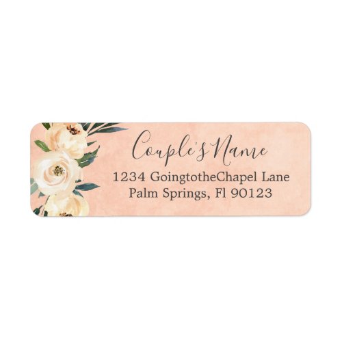 Floral Beige Blush Roses Gold on Pink Label