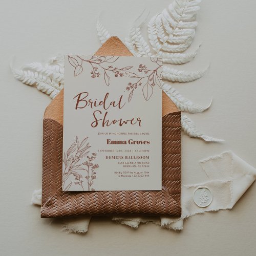 Floral Beige Bridal Shower Invitation