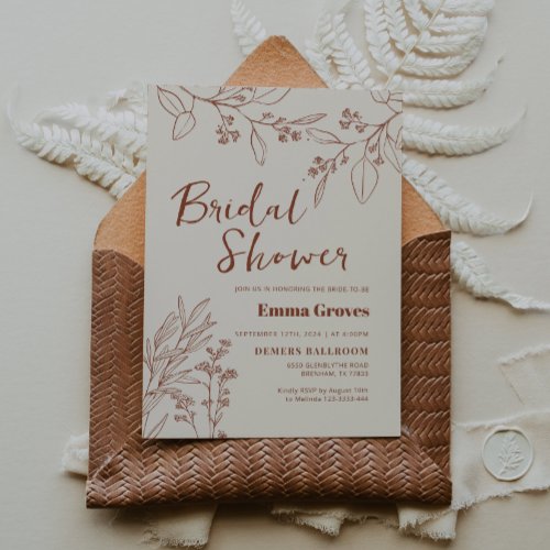 Floral Beige Bridal Shower Invitation