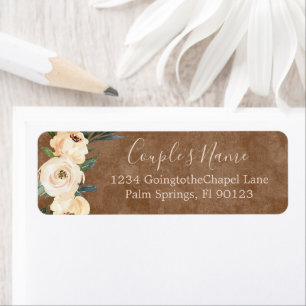 Floral Beige Brown Wedding Return Address Label